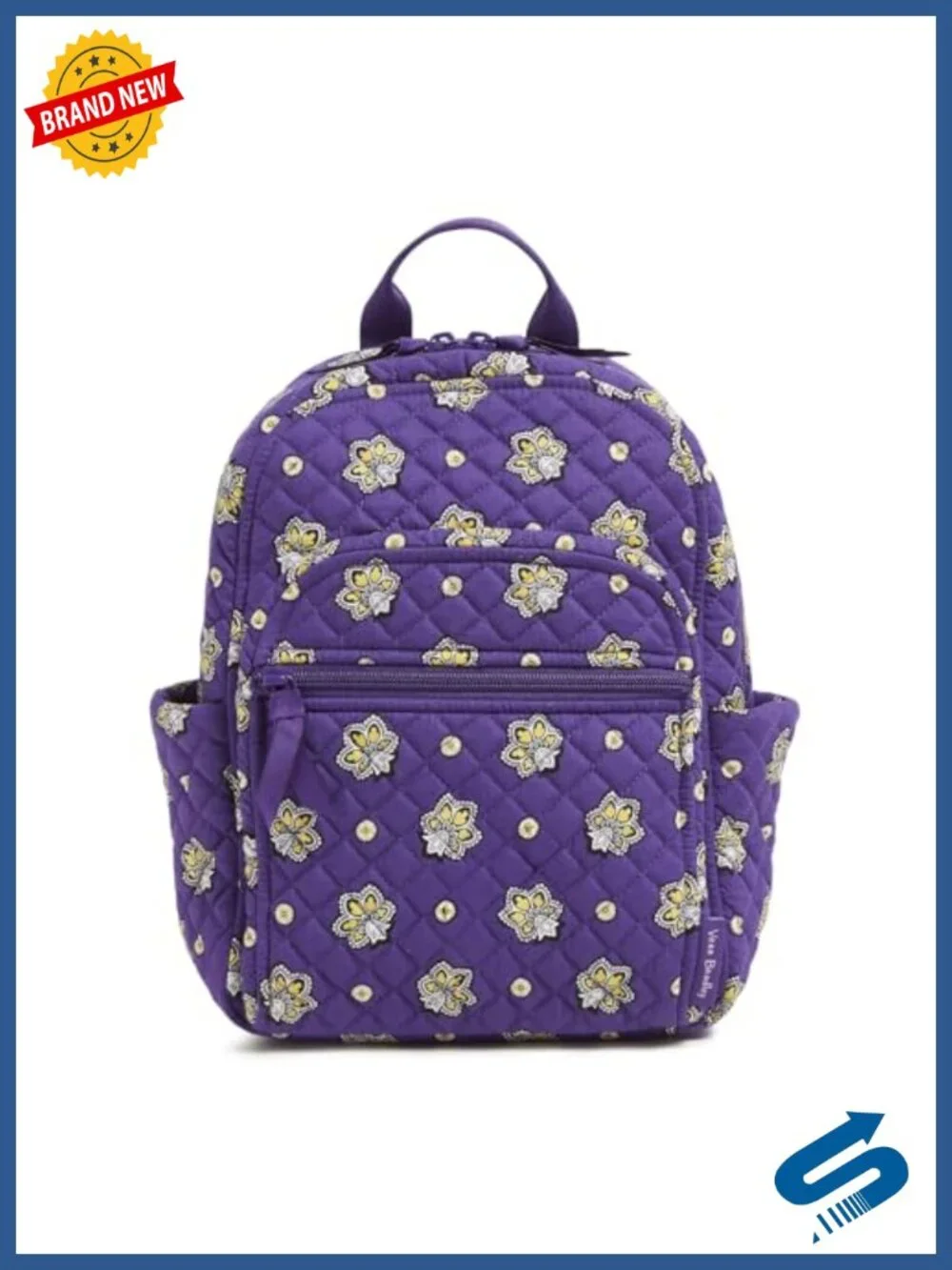 Quilted Cotton Small Backpack with Pockets, Travel & Work